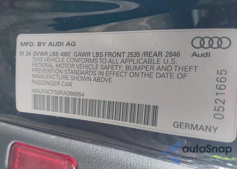 2024 Audi A5 Sportback Premium Plus 45 Tfsi Quattro S Tronic из США, поврежденный, VIN WAUFACF59RA066854